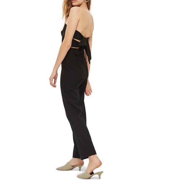 Topshop Women's Contrast Stitch Strapless Black Jumpsuit Size 8 35P09MBLK - Picture 6 of 12